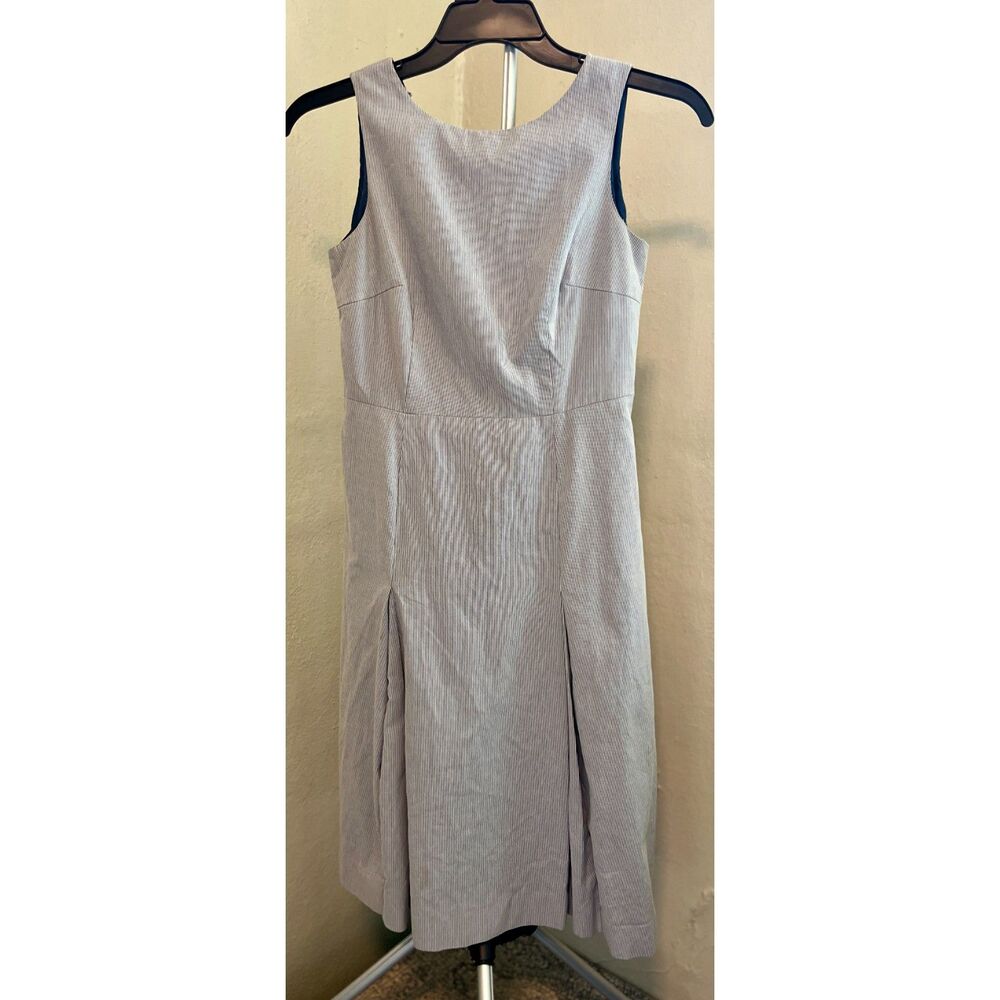 Brooks Brothers "346" Striped Seersucker Pleated Sheath Dress Blue White Size 2